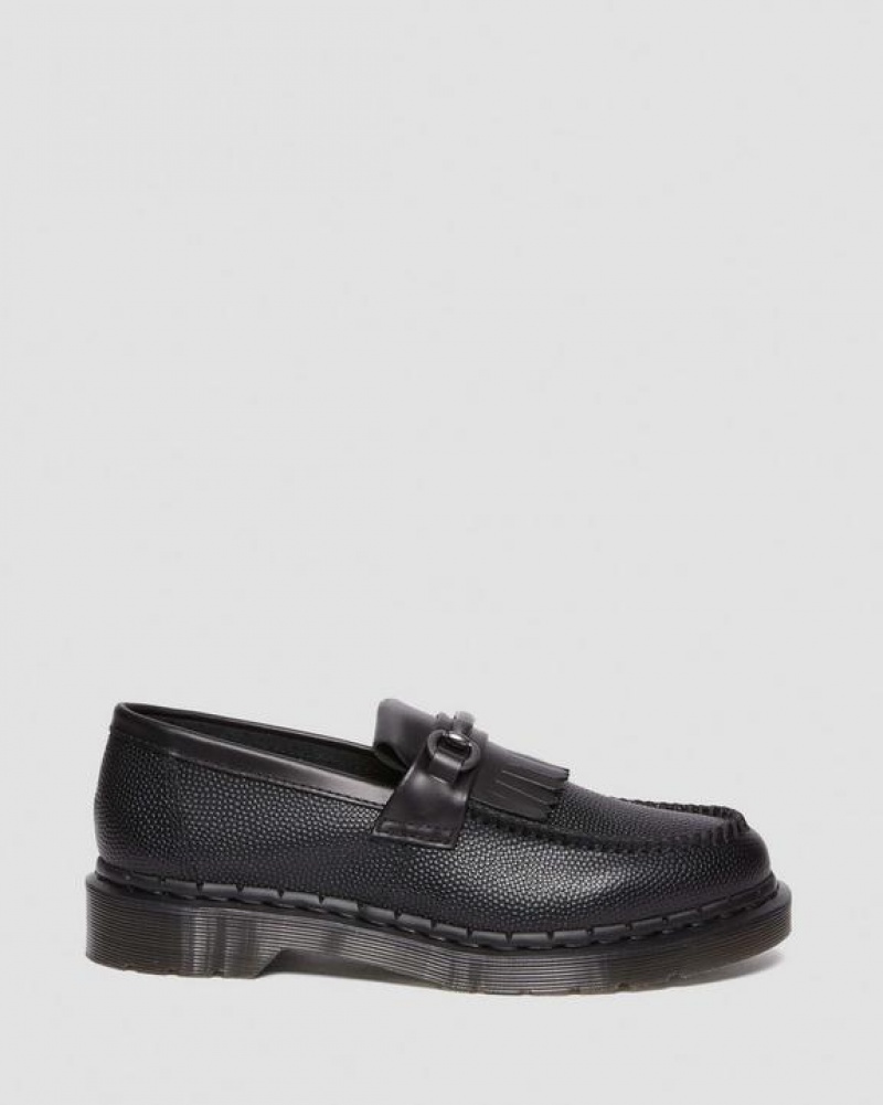 Men's Dr Martens Adrian Snaffle Pebble Grain Leather Kiltie Shoes Black | Australia_Dr50369