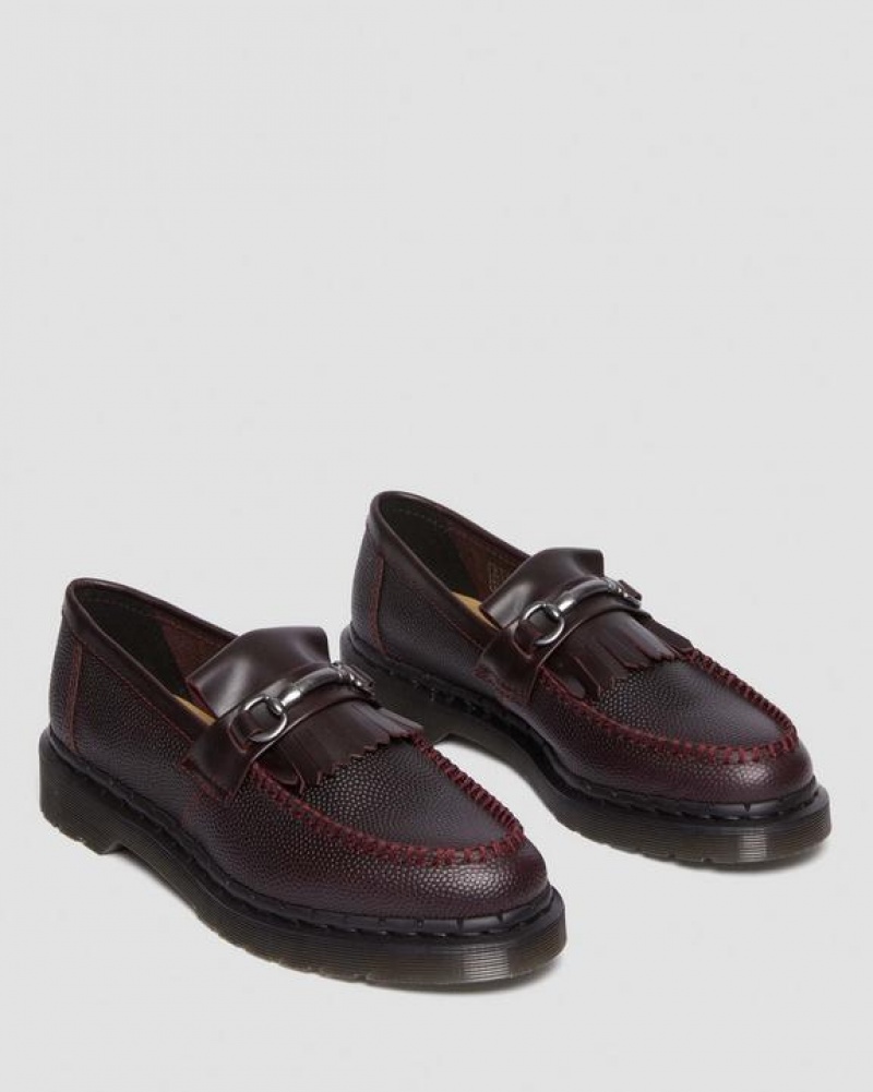 Men's Dr Martens Adrian Snaffle Pebble Grain Leather Kiltie Shoes Burgundy | Australia_Dr15947