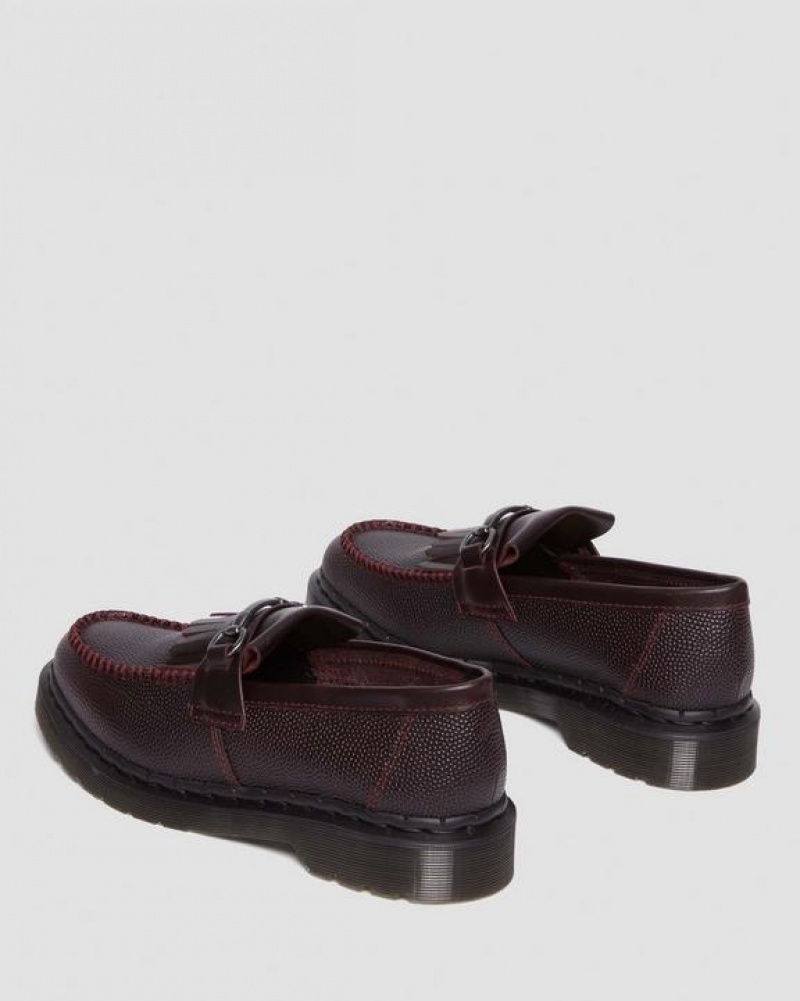 Men's Dr Martens Adrian Snaffle Pebble Grain Leather Kiltie Shoes Burgundy | Australia_Dr15947