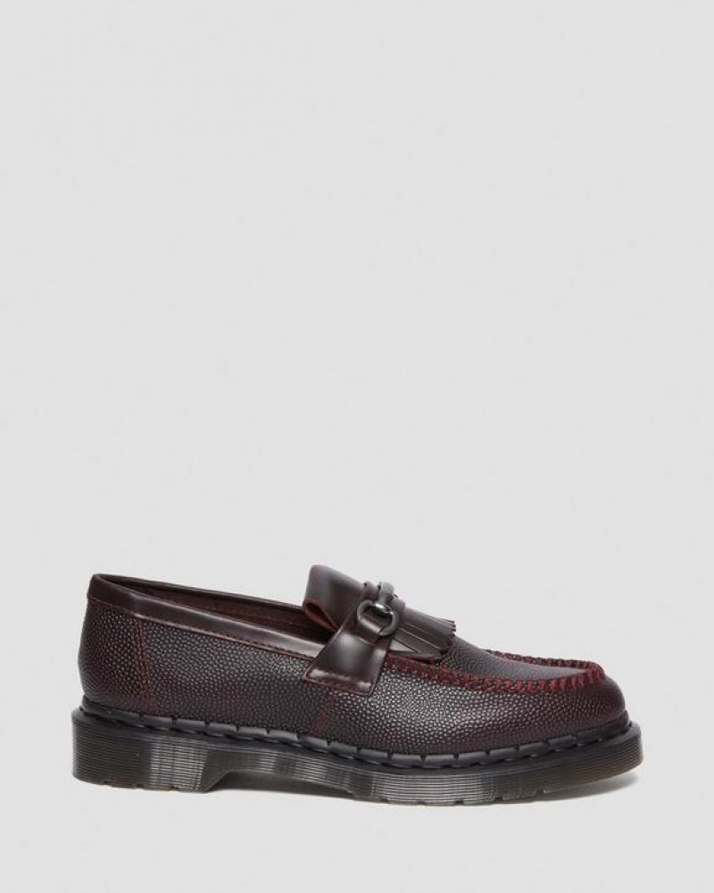 Men's Dr Martens Adrian Snaffle Pebble Grain Leather Kiltie Shoes Burgundy | Australia_Dr15947