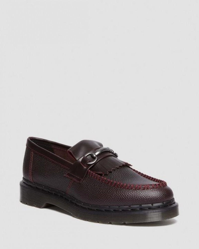 Men\'s Dr Martens Adrian Snaffle Pebble Grain Leather Kiltie Shoes Burgundy | Australia_Dr15947