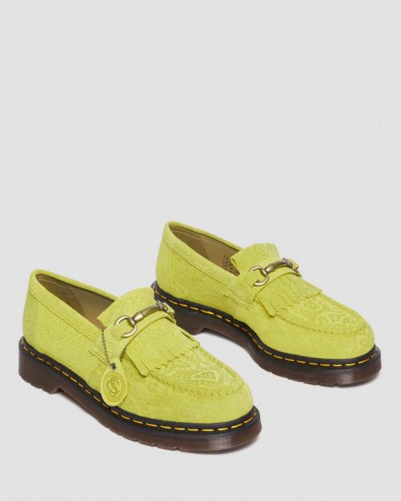 Men's Dr Martens Adrian Snaffle Repello Emboss Suede Kiltie Shoes Green | Australia_Dr18670