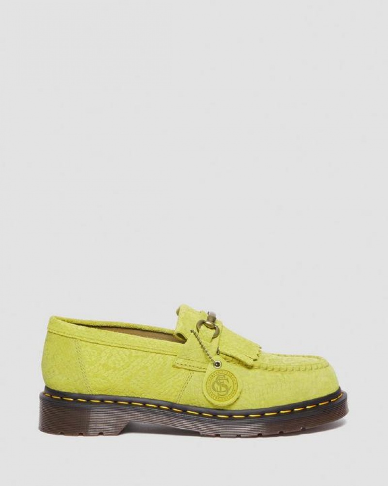 Men's Dr Martens Adrian Snaffle Repello Emboss Suede Kiltie Shoes Green | Australia_Dr18670