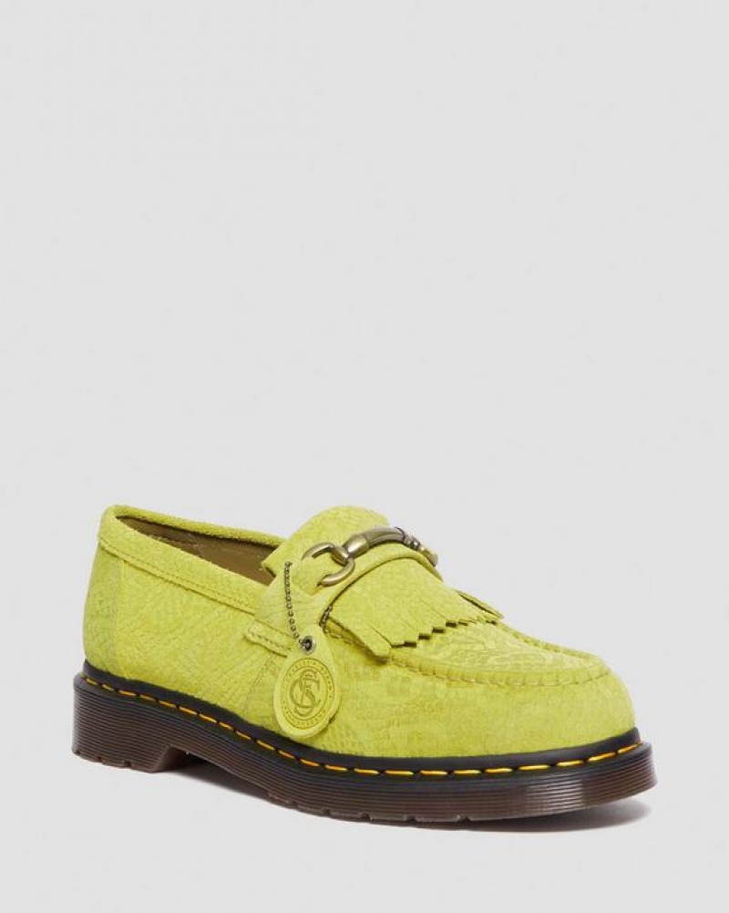 Men\'s Dr Martens Adrian Snaffle Repello Emboss Suede Kiltie Shoes Green | Australia_Dr18670