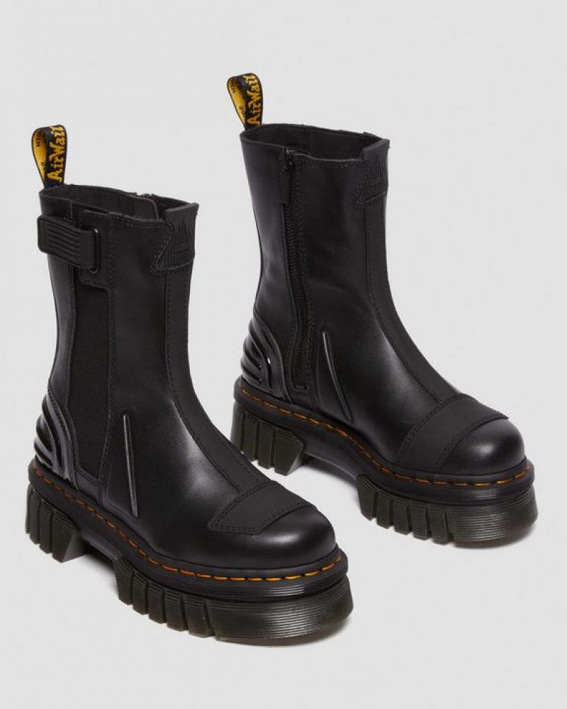 Men's Dr Martens Audrick Alternative Leather Chelsea Hi Platform Shoes Black | Australia_Dr63986