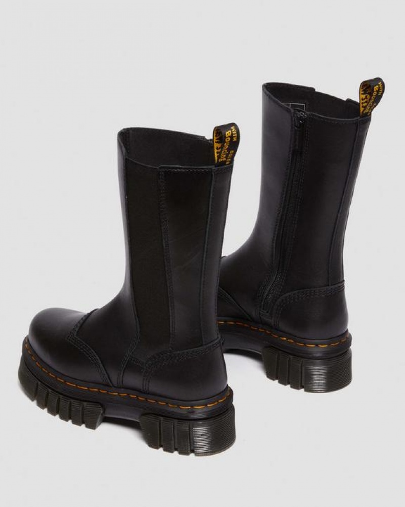 Men's Dr Martens Audrick Tall Nappa Leather Platform Chelsea Boots Black | Australia_Dr13254