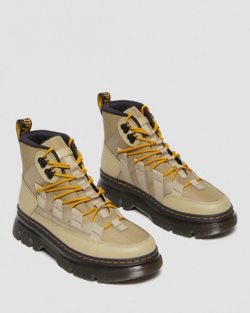 Men's Dr Martens Boury Nylon & Leather Casual Boots Olive | Australia_Dr40041