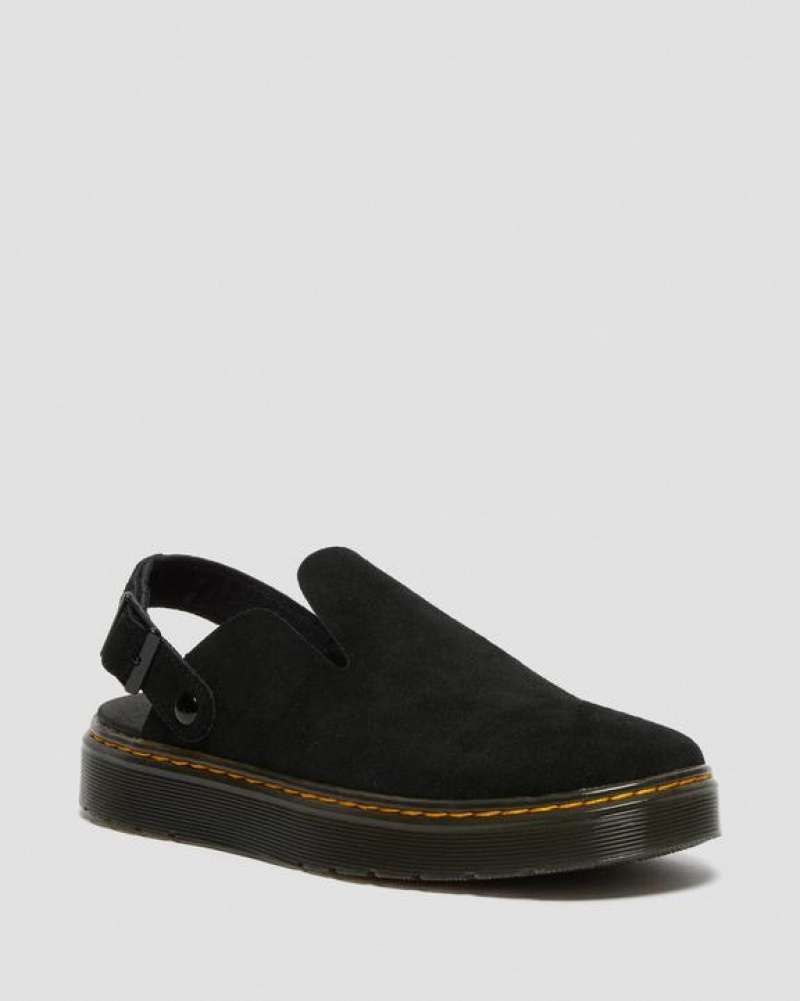 Men\'s Dr Martens Carlson Suede Casual Slingback Shoes Black | Australia_Dr64752