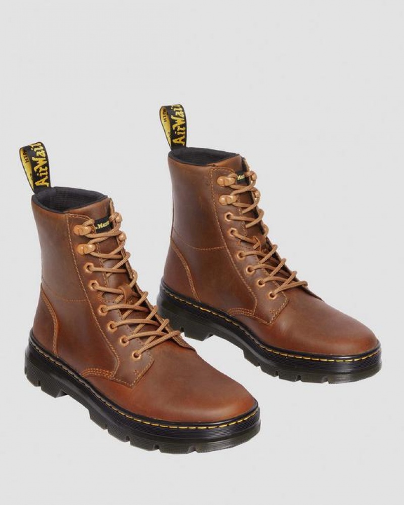 Men's Dr Martens Combs Pull Up Leather Casual Boots Brown | Australia_Dr72750