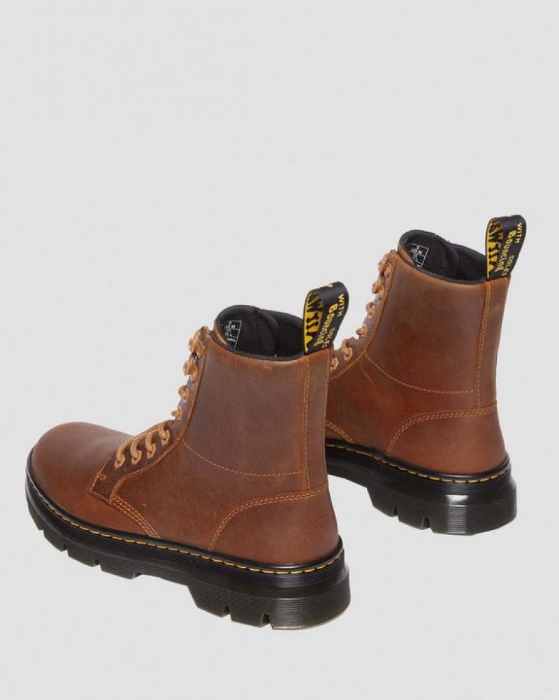 Men's Dr Martens Combs Pull Up Leather Casual Boots Brown | Australia_Dr72750