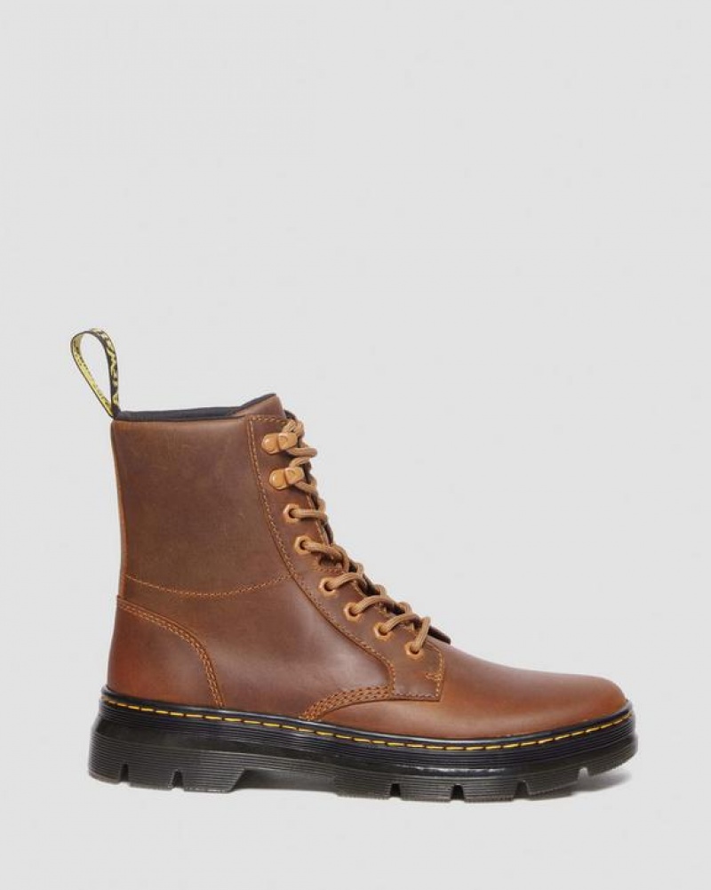 Men's Dr Martens Combs Pull Up Leather Casual Boots Brown | Australia_Dr72750