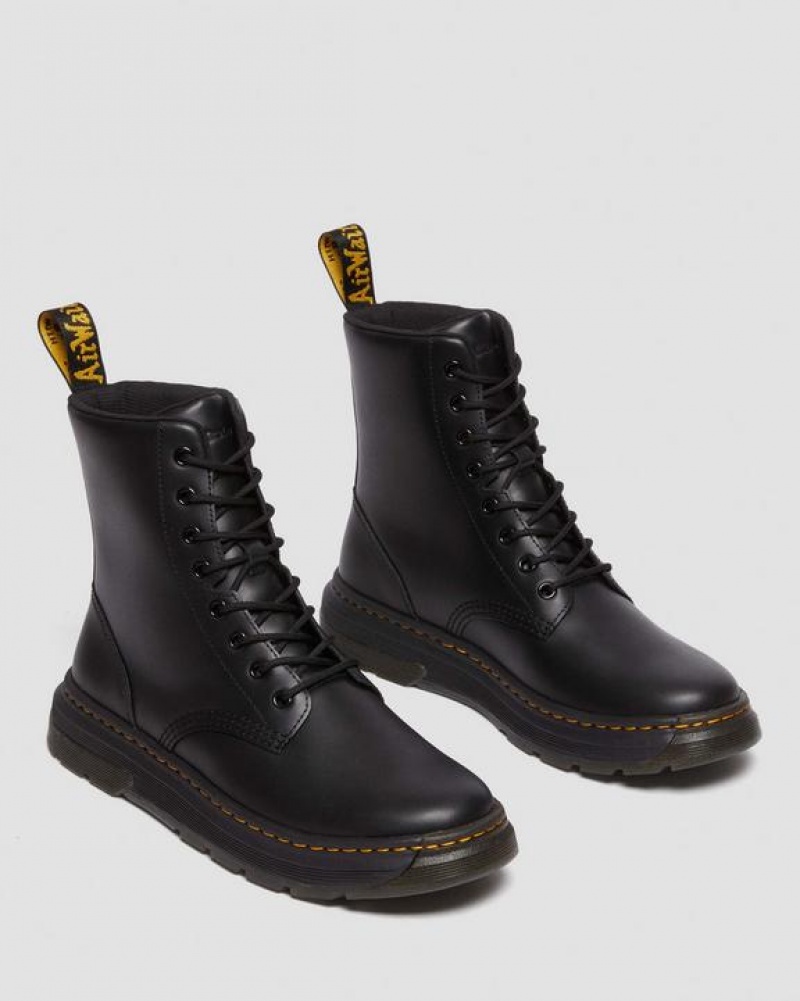 Men's Dr Martens Crewson Classic Leather Everyday Boots Black | Australia_Dr85160