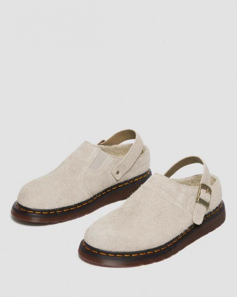 Men's Dr Martens Isham Faux Shearling Lined Suede Slingback Shoes Grey Brown | Australia_Dr34965