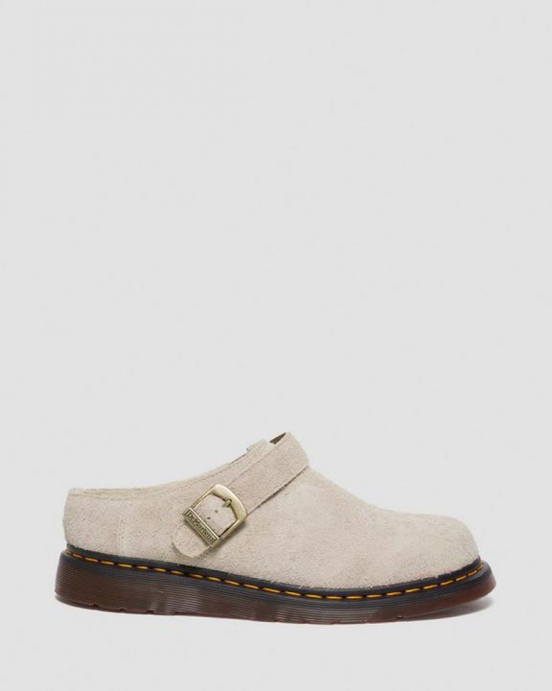 Men's Dr Martens Isham Faux Shearling Lined Suede Slingback Shoes Grey Brown | Australia_Dr34965