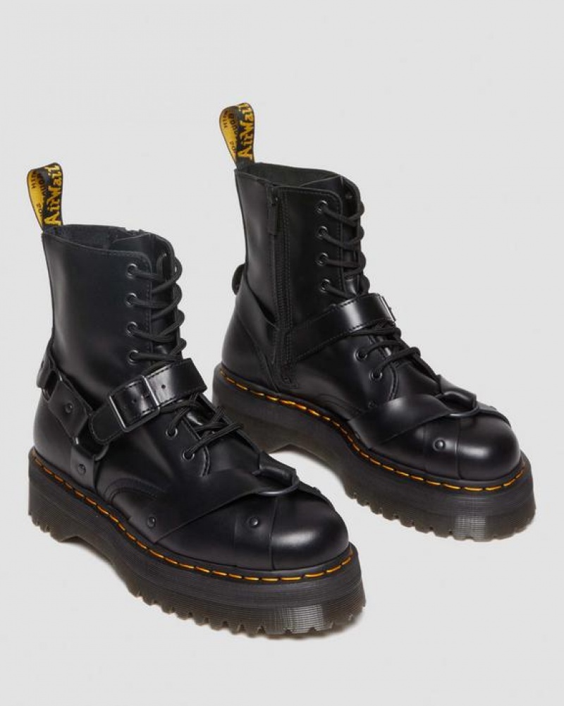 Men's Dr Martens Jadon Boot Harness Leather Platform Shoes Black | Australia_Dr33651