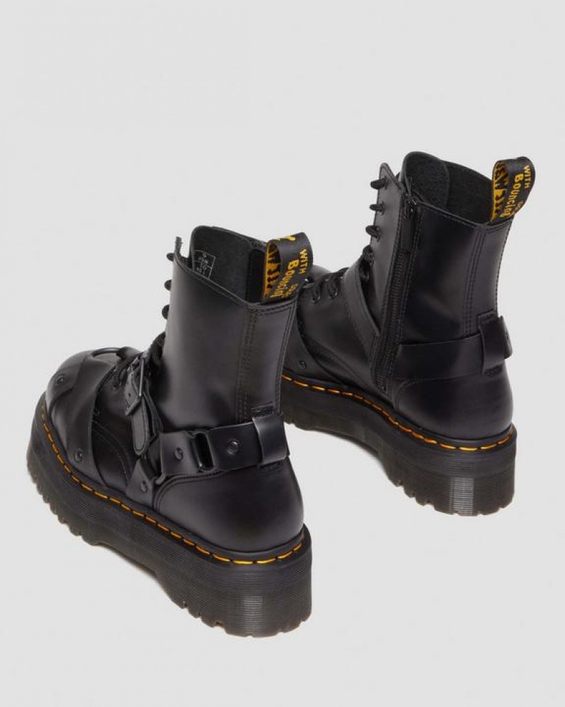 Men's Dr Martens Jadon Boot Harness Leather Platform Shoes Black | Australia_Dr33651