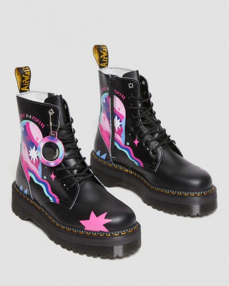 Men's Dr Martens Jadon Boot Loveis Wise Pride Platform Shoes Black | Australia_Dr84555