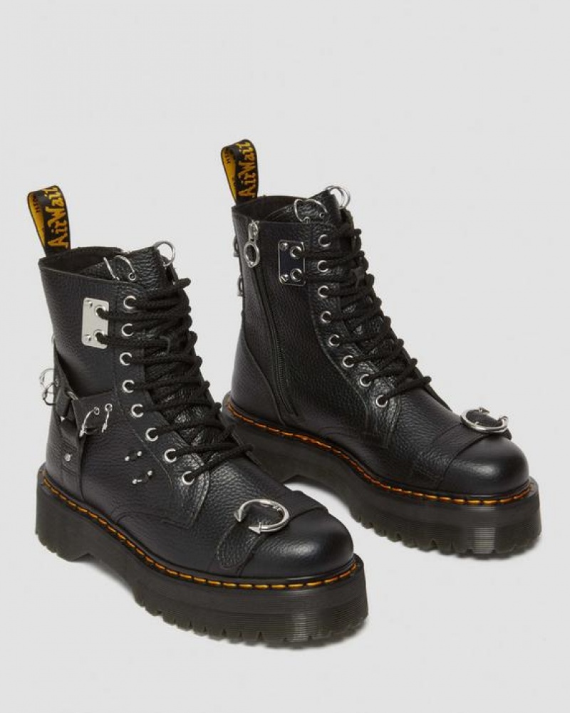 Men's Dr Martens Jadon Boot Piercing Milled Nappa Leather Platforms Boots Black | Australia_Dr20260