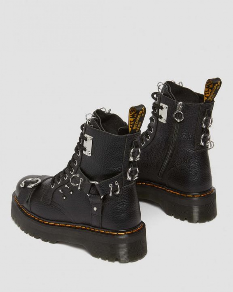 Men's Dr Martens Jadon Boot Piercing Milled Nappa Leather Platforms Boots Black | Australia_Dr20260