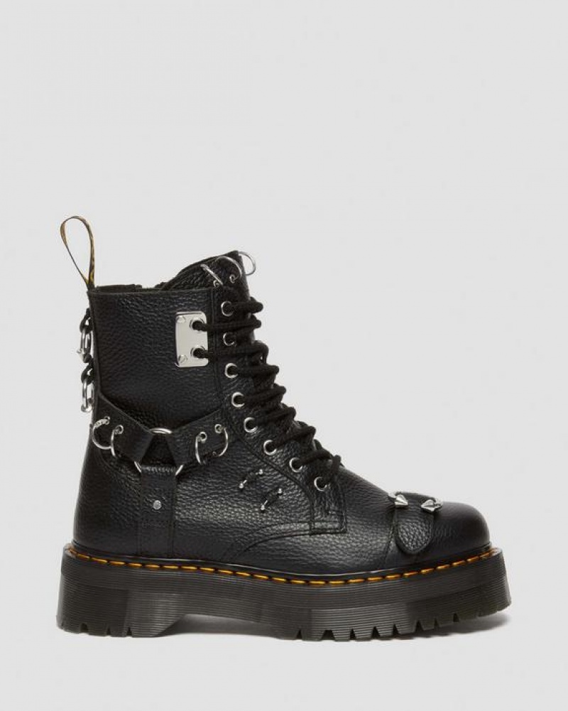 Men's Dr Martens Jadon Boot Piercing Milled Nappa Leather Platforms Boots Black | Australia_Dr20260