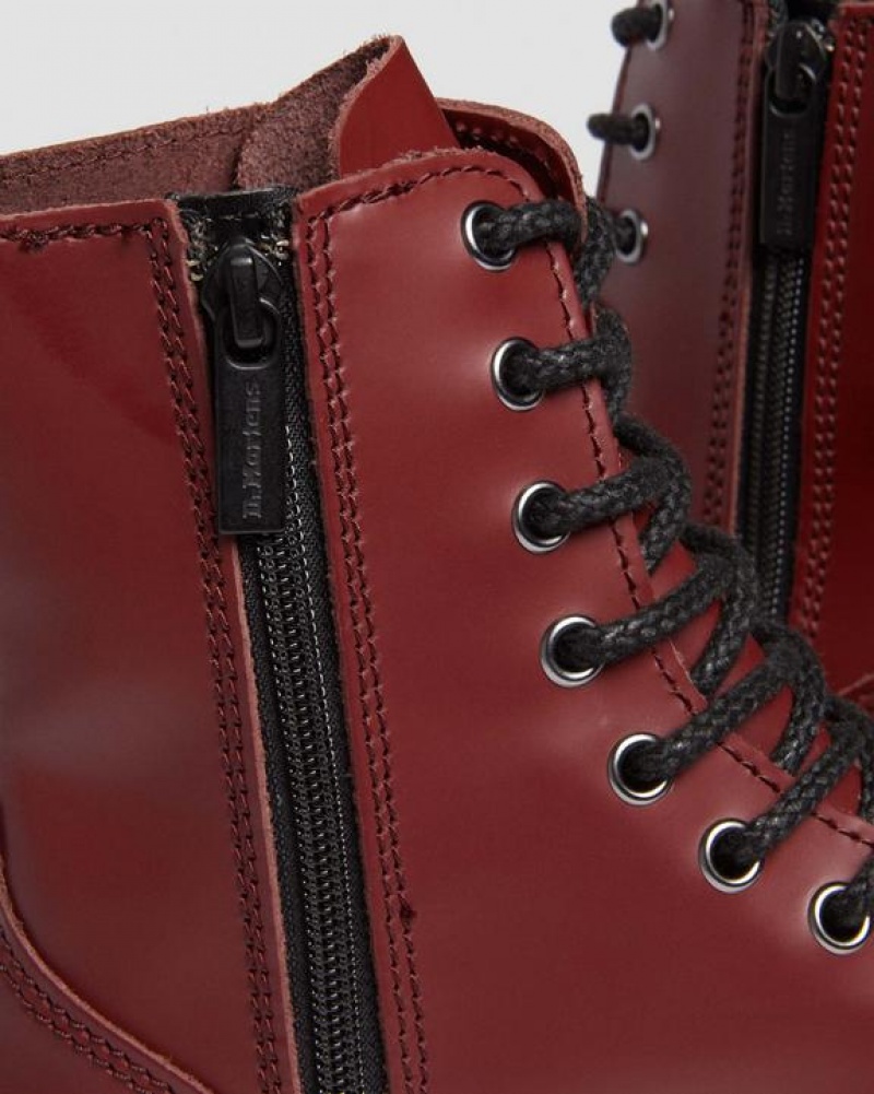 Men's Dr Martens Jadon Boot Smooth Leather Platforms Boots Red | Australia_Dr38070