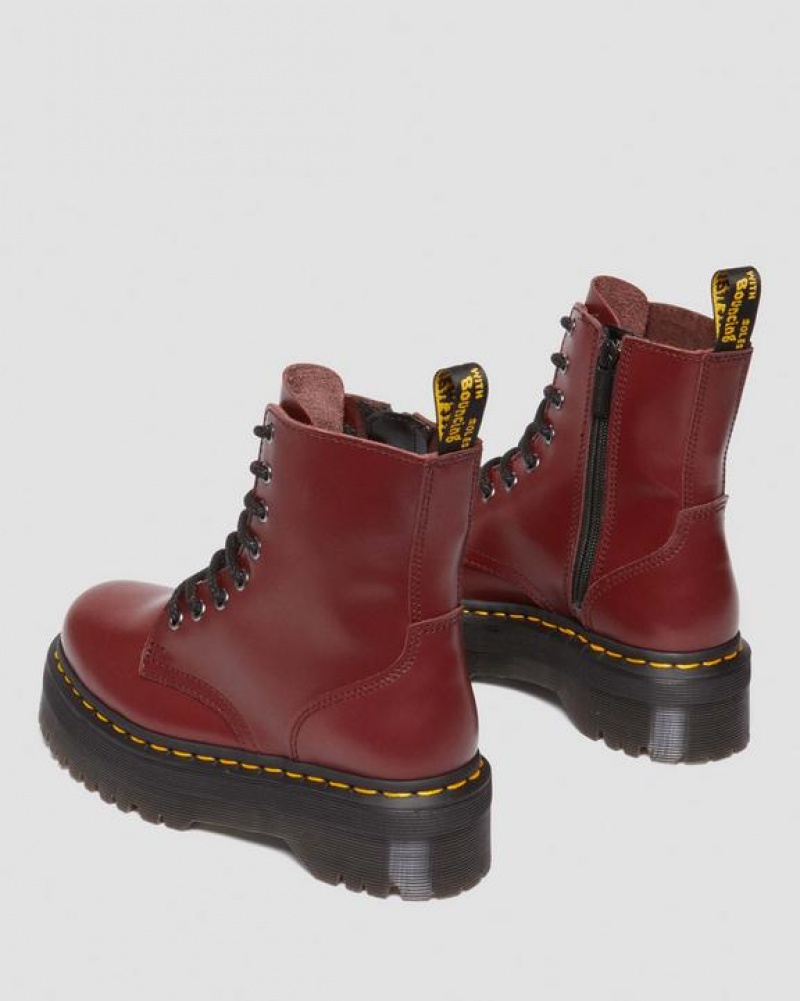 Men's Dr Martens Jadon Boot Smooth Leather Platforms Boots Red | Australia_Dr38070