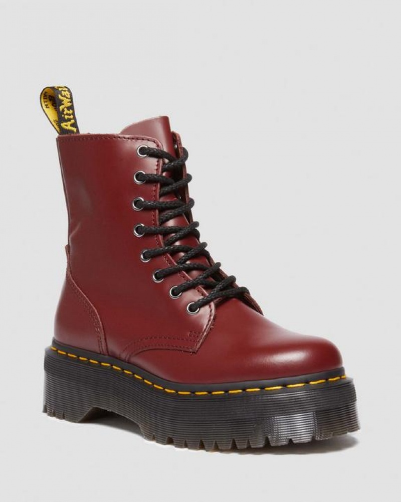 Men\'s Dr Martens Jadon Boot Smooth Leather Platforms Boots Red | Australia_Dr38070