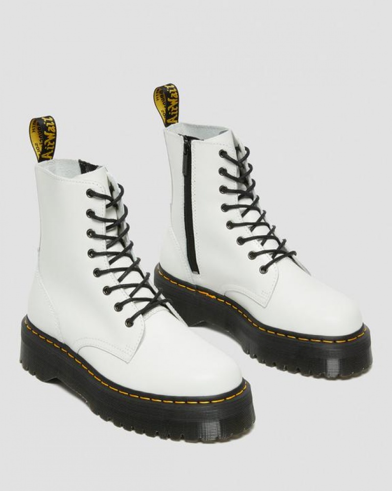 Men's Dr Martens Jadon Boot Smooth Leather Platforms Boots White | Australia_Dr21808