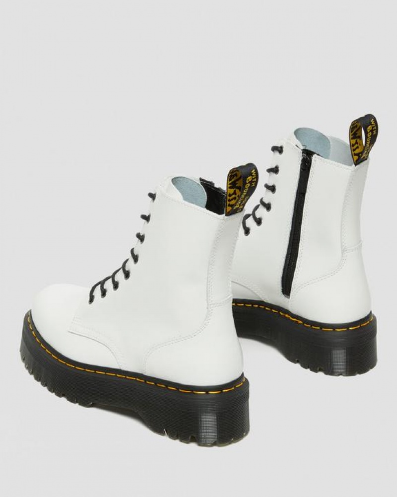 Men's Dr Martens Jadon Boot Smooth Leather Platforms Boots White | Australia_Dr21808