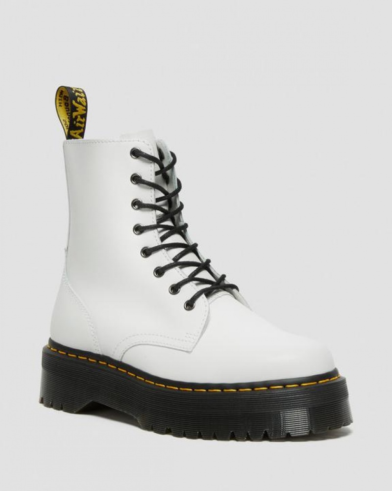 Men\'s Dr Martens Jadon Boot Smooth Leather Platforms Boots White | Australia_Dr21808