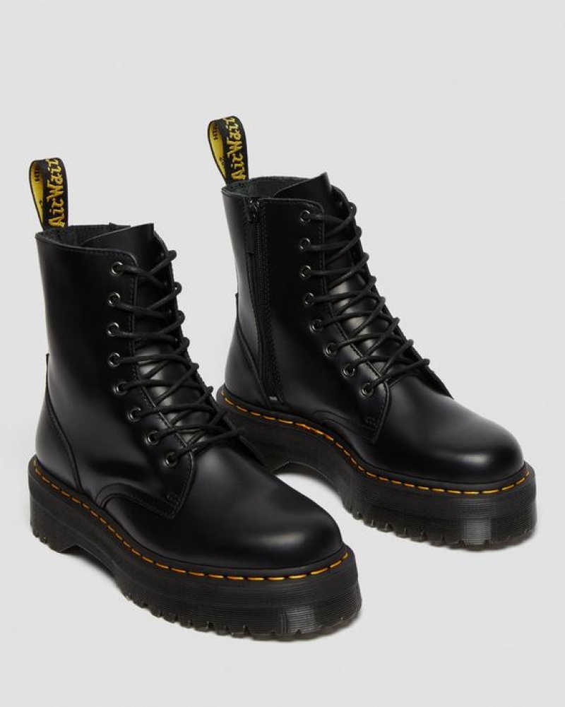 Men's Dr Martens Jadon Boot Smooth Leather Platforms Boots Black | Australia_Dr28502