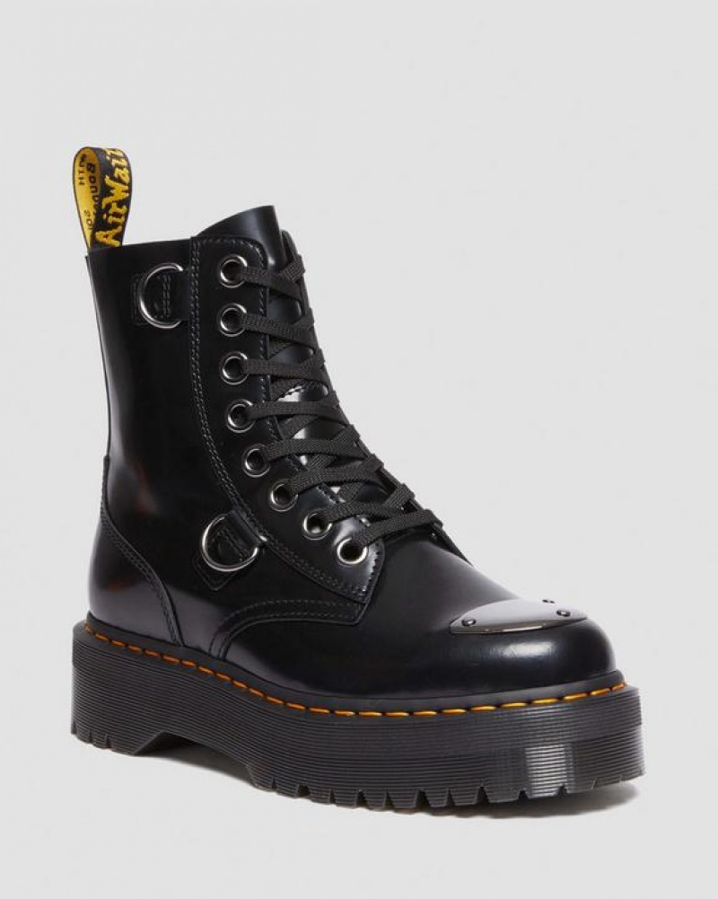 Men\'s Dr Martens Jadon Boot Toe Guard Leather Platforms Boots Black | Australia_Dr86658