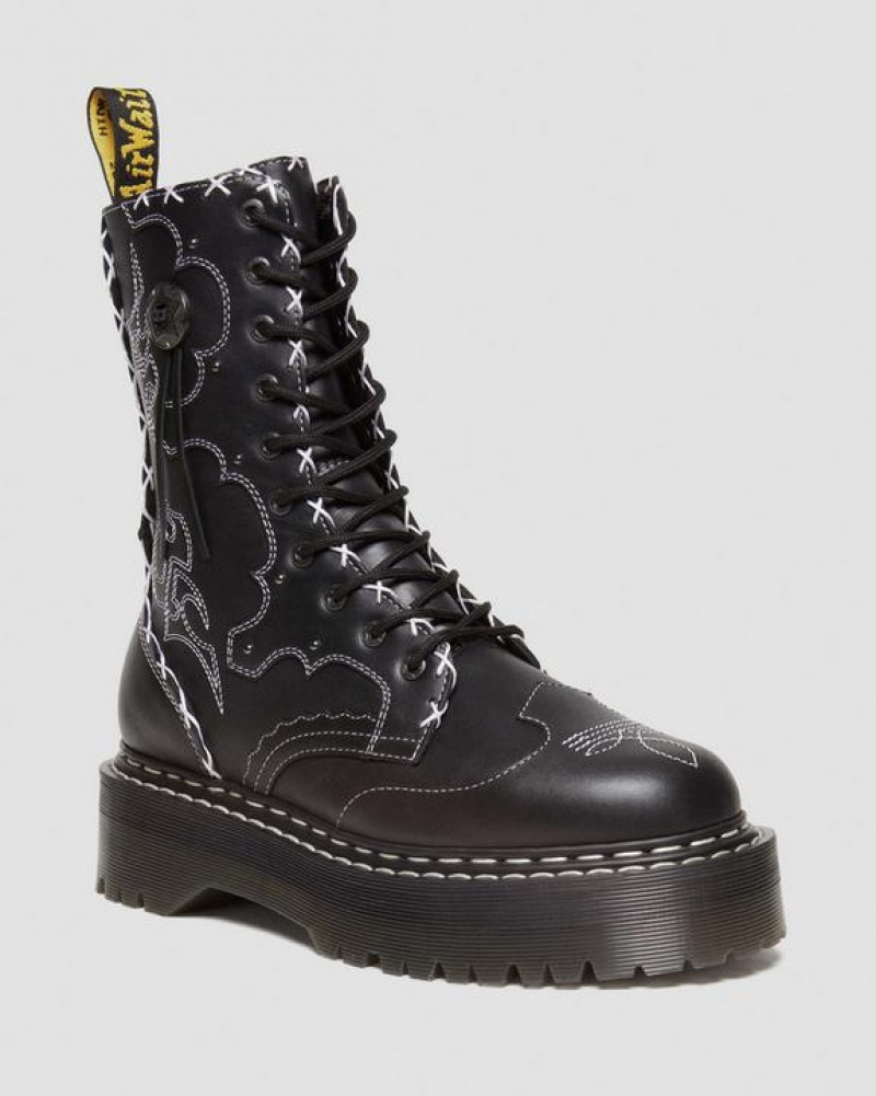 Men\'s Dr Martens Jadon Hi Boot Gothic Americana Leather Platforms Boots Black | Australia_Dr93551