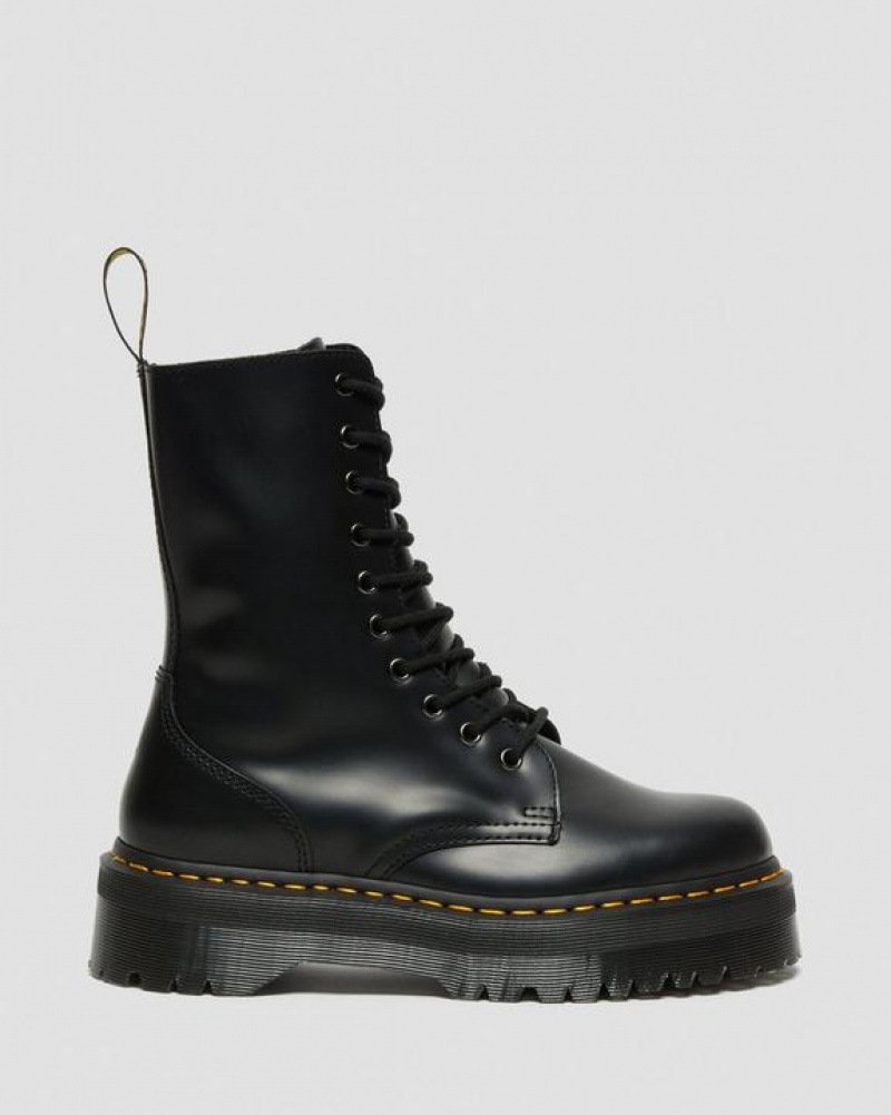 Men's Dr Martens Jadon Hi Boot Smooth Leather Platforms Boots Black | Australia_Dr21197