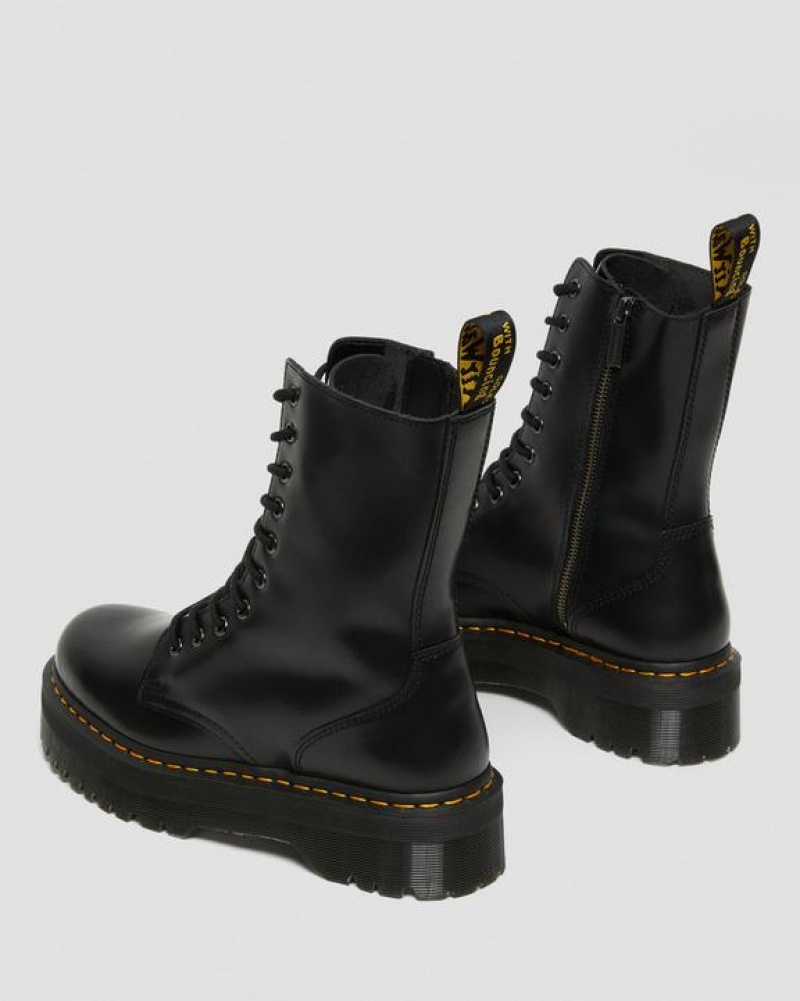 Men's Dr Martens Jadon Hi Boot Smooth Leather Platforms Boots Black | Australia_Dr21197