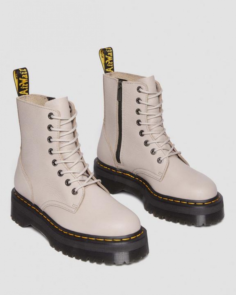 Men's Dr Martens Jadon III Boot Pisa Leather Platforms Boots Grey Brown | Australia_Dr57408