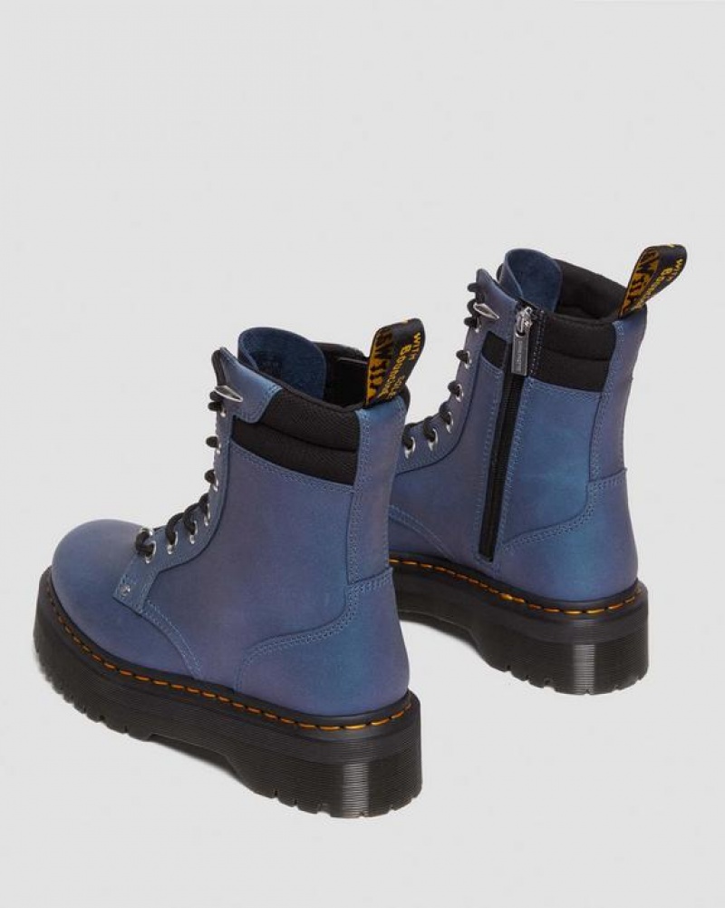 Men's Dr Martens Jadon II Boot Hardware Pull Up Leather Platform Shoes Deep Blue | Australia_Dr76555