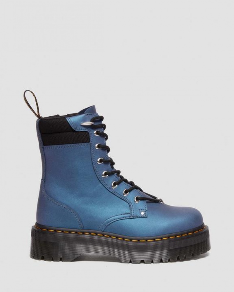 Men's Dr Martens Jadon II Boot Hardware Pull Up Leather Platform Shoes Deep Blue | Australia_Dr76555