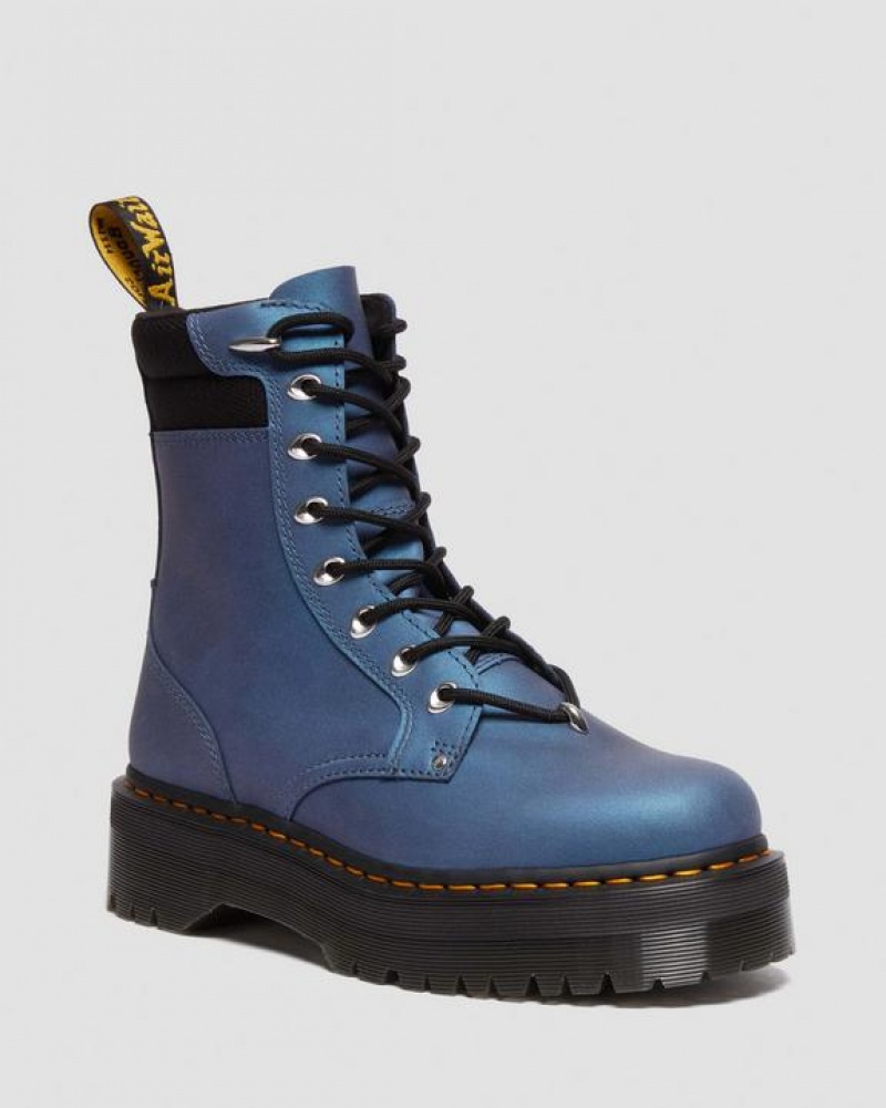 Men\'s Dr Martens Jadon II Boot Hardware Pull Up Leather Platform Shoes Deep Blue | Australia_Dr76555