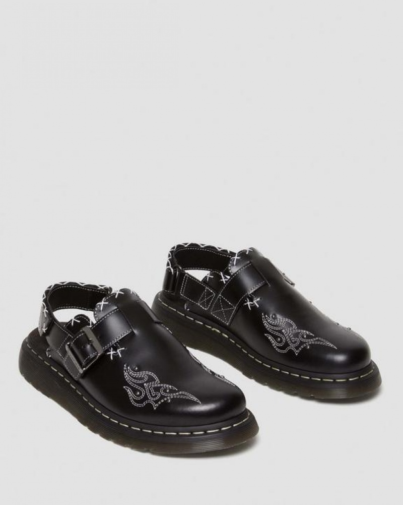 Men's Dr Martens Jorge II Gothic Americana Leather Slingback Shoes Black | Australia_Dr85723