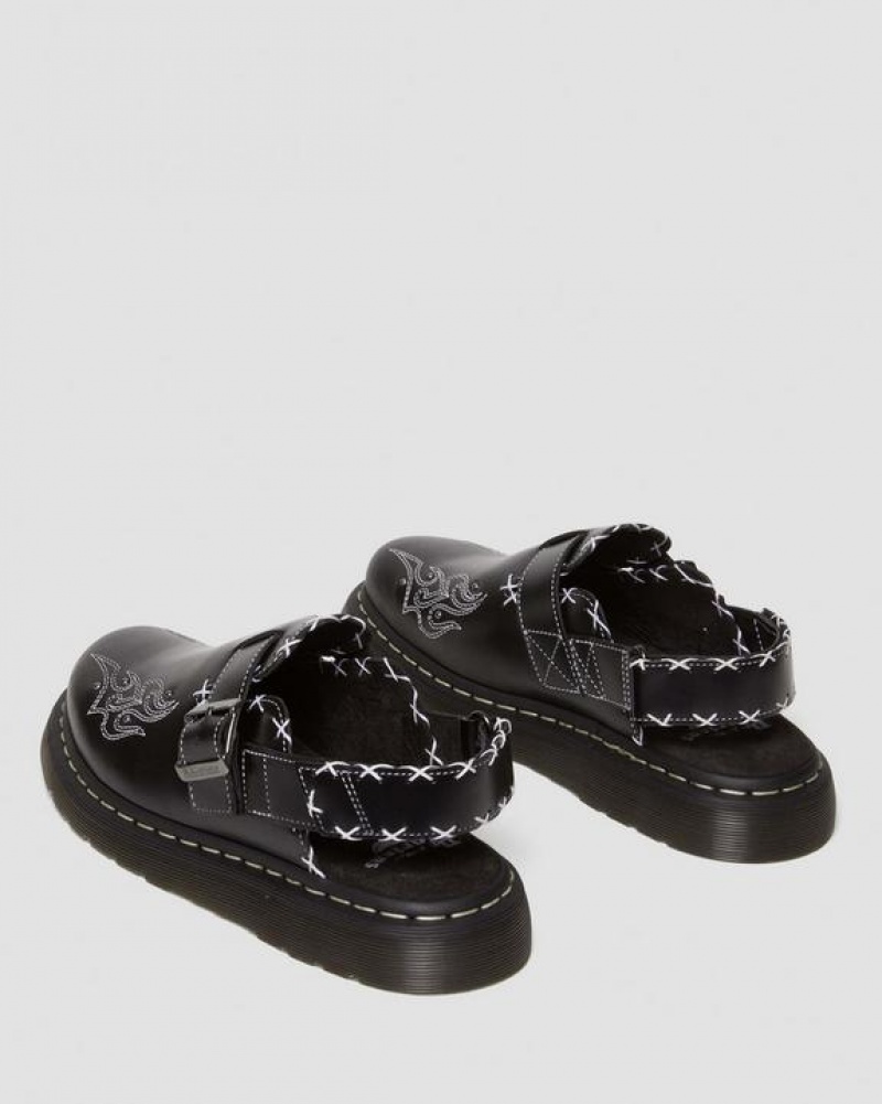 Men's Dr Martens Jorge II Gothic Americana Leather Slingback Sandals Black | Australia_Dr50671