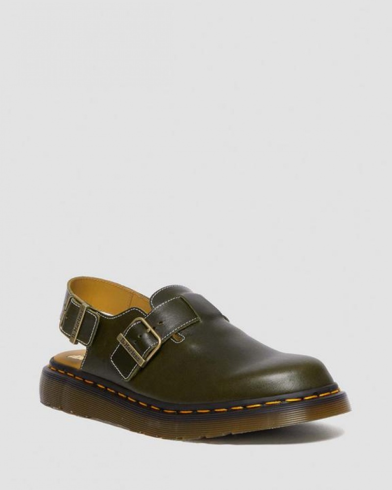 Men\'s Dr Martens Jorge Made in England Classic Leather Slingback Shoes Dark Green | Australia_Dr19450