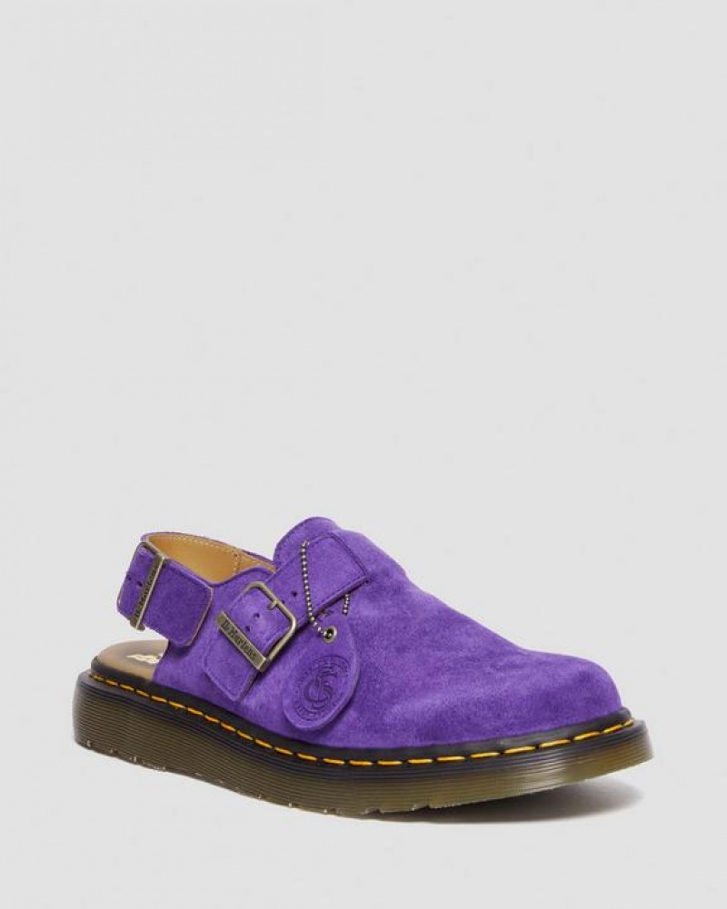 Men\'s Dr Martens Jorge Made in England Suede Slingback Shoes Purple | Australia_Dr55013