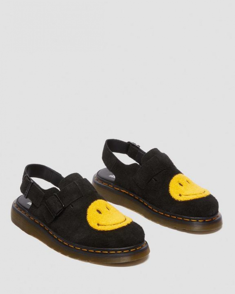 Men's Dr Martens Jorge Smiley® Napped Suede Slingback Shoes Black | Australia_Dr47881