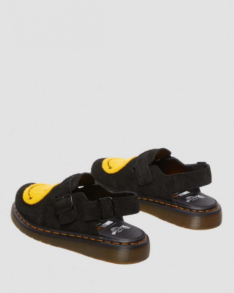 Men's Dr Martens Jorge Smiley® Napped Suede Slingback Sandals Black | Australia_Dr57763