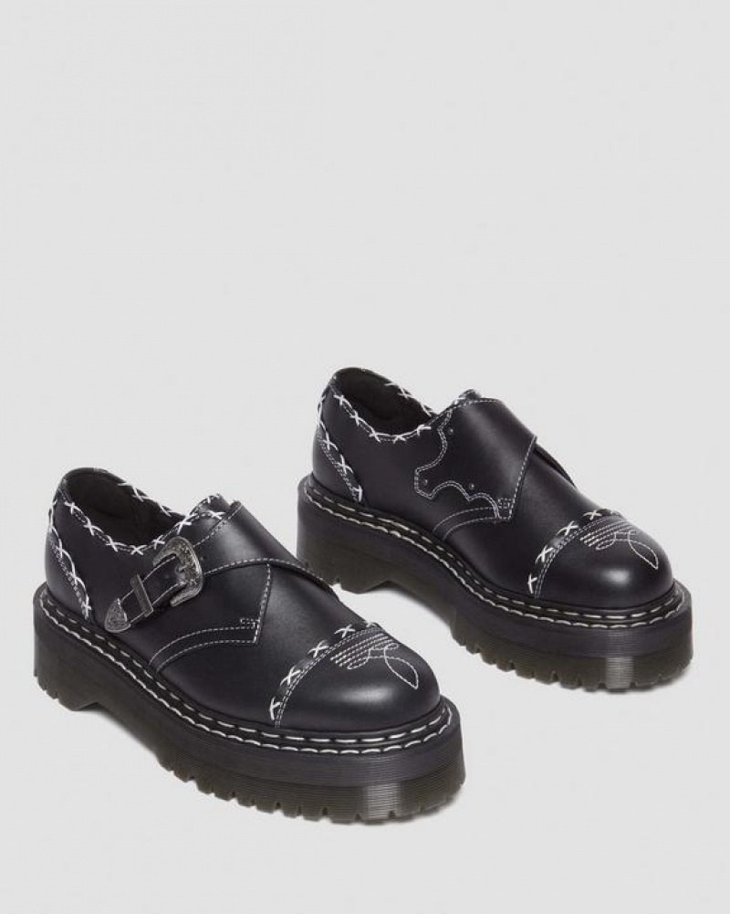 Men's Dr Martens Monk Gothic Americana Leather Shoes Black | Australia_Dr85975