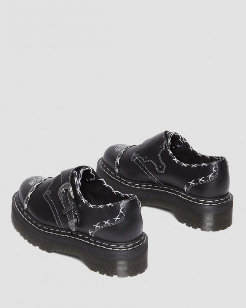 Men's Dr Martens Monk Gothic Americana Leather Shoes Black | Australia_Dr85975