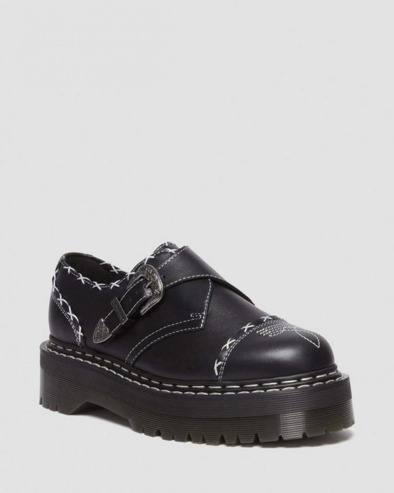 Men\'s Dr Martens Monk Gothic Americana Leather Shoes Black | Australia_Dr85975