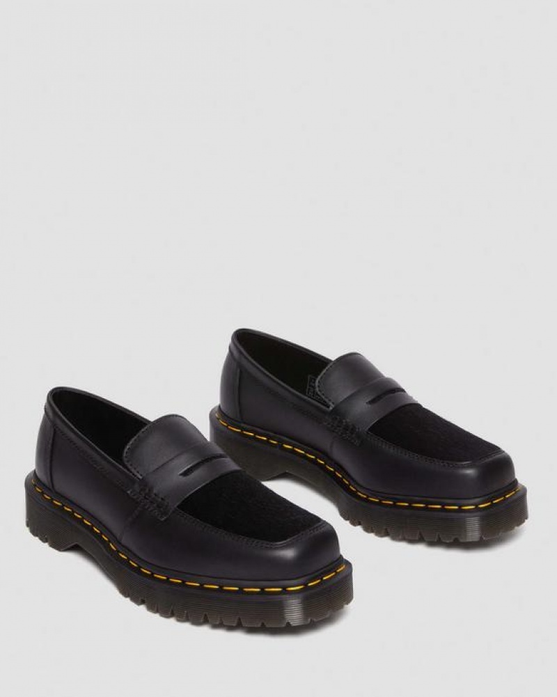 Men's Dr Martens Penton Bex Square Toe Hair-On & Leather Shoes Black | Australia_Dr56288