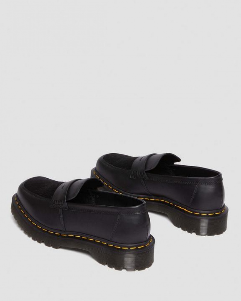 Men's Dr Martens Penton Bex Square Toe Hair-On & Leather Shoes Black | Australia_Dr56288